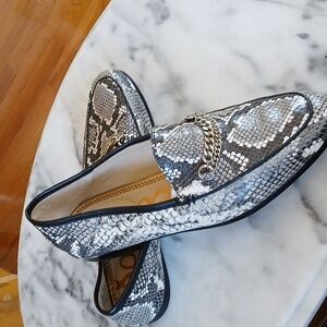 Sam Edelman Black and White Snakeskin Leather Flats Size 10